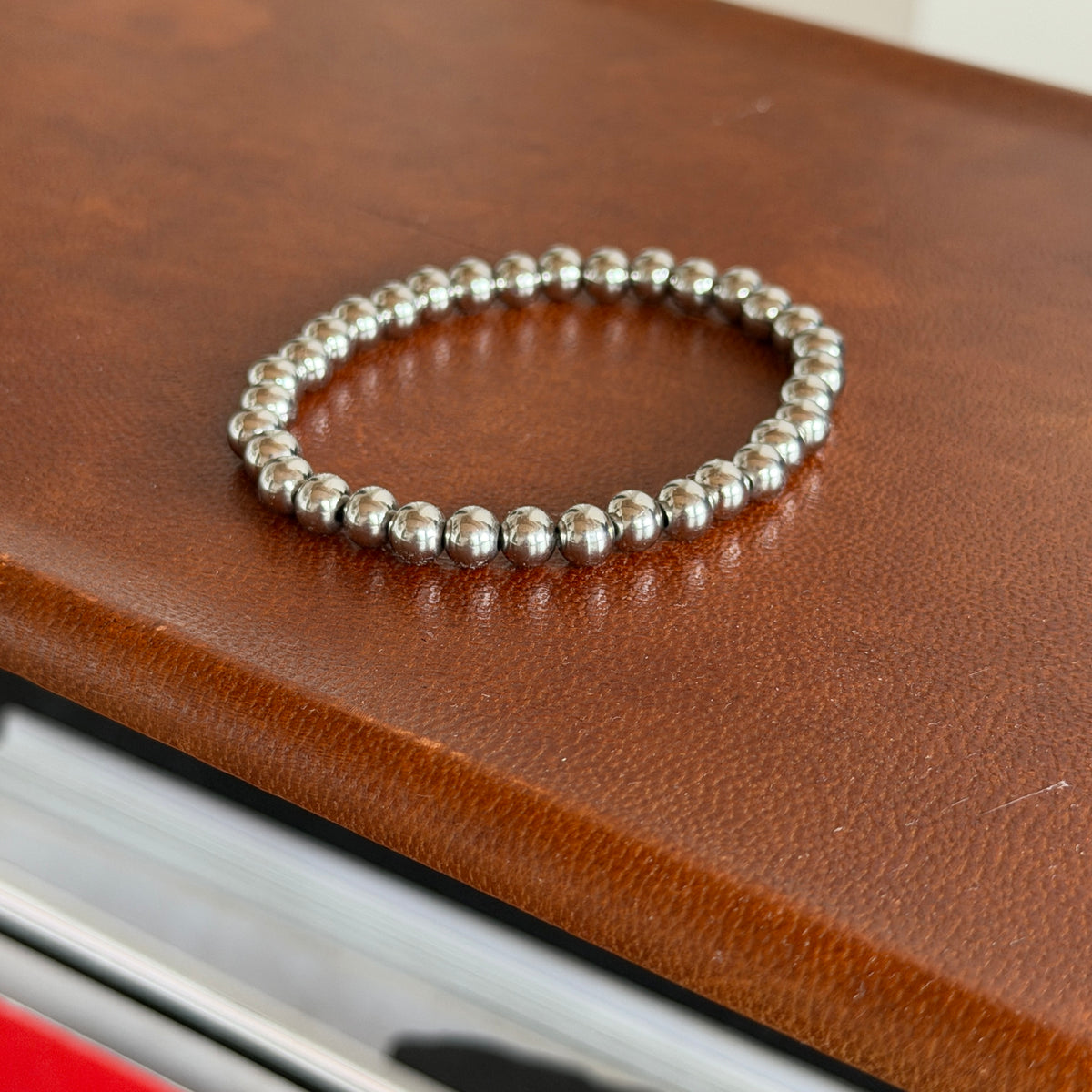 Polished Steel Bead Bracelet, 6mm - alternate view 4