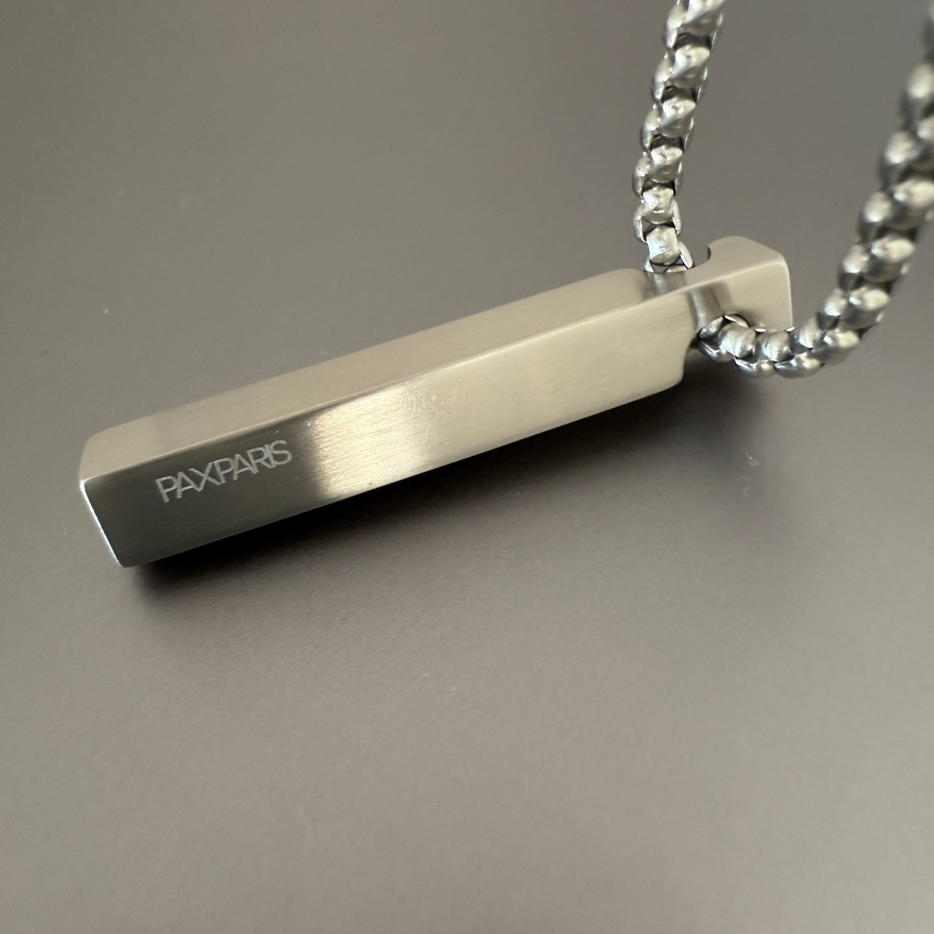 Minimal Bar Pendant Necklace — Brushed Steel