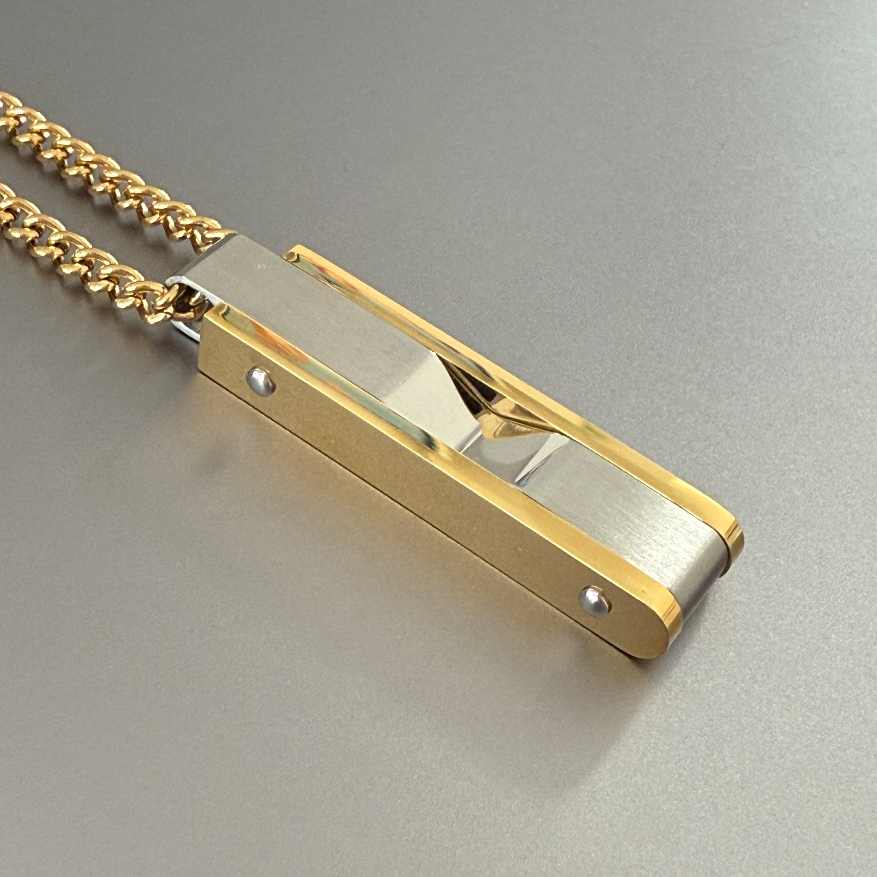 Inlay Bar Pendant — Silver / Gold