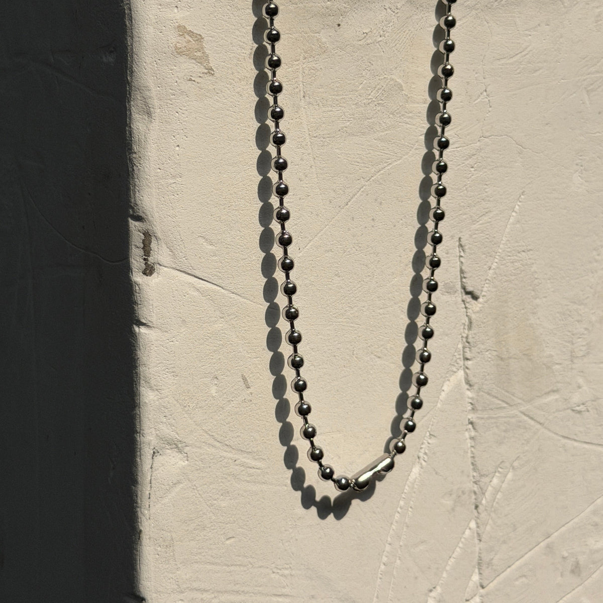 3mm Round Bead Chain Necklace, gold / 22"