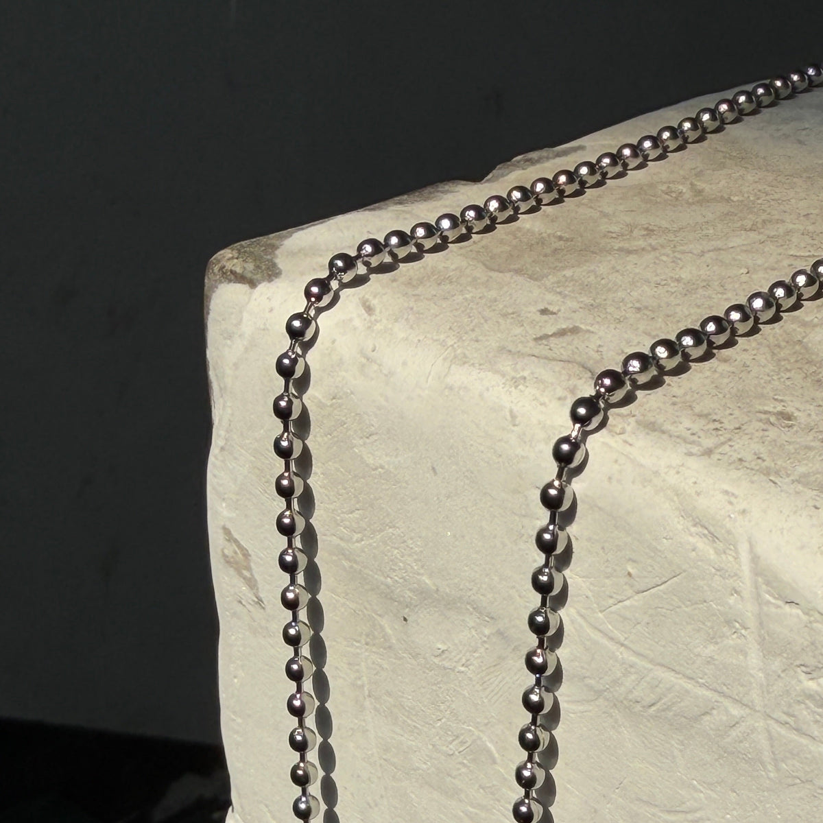 3mm Round Bead Chain Necklace, silver / 22"