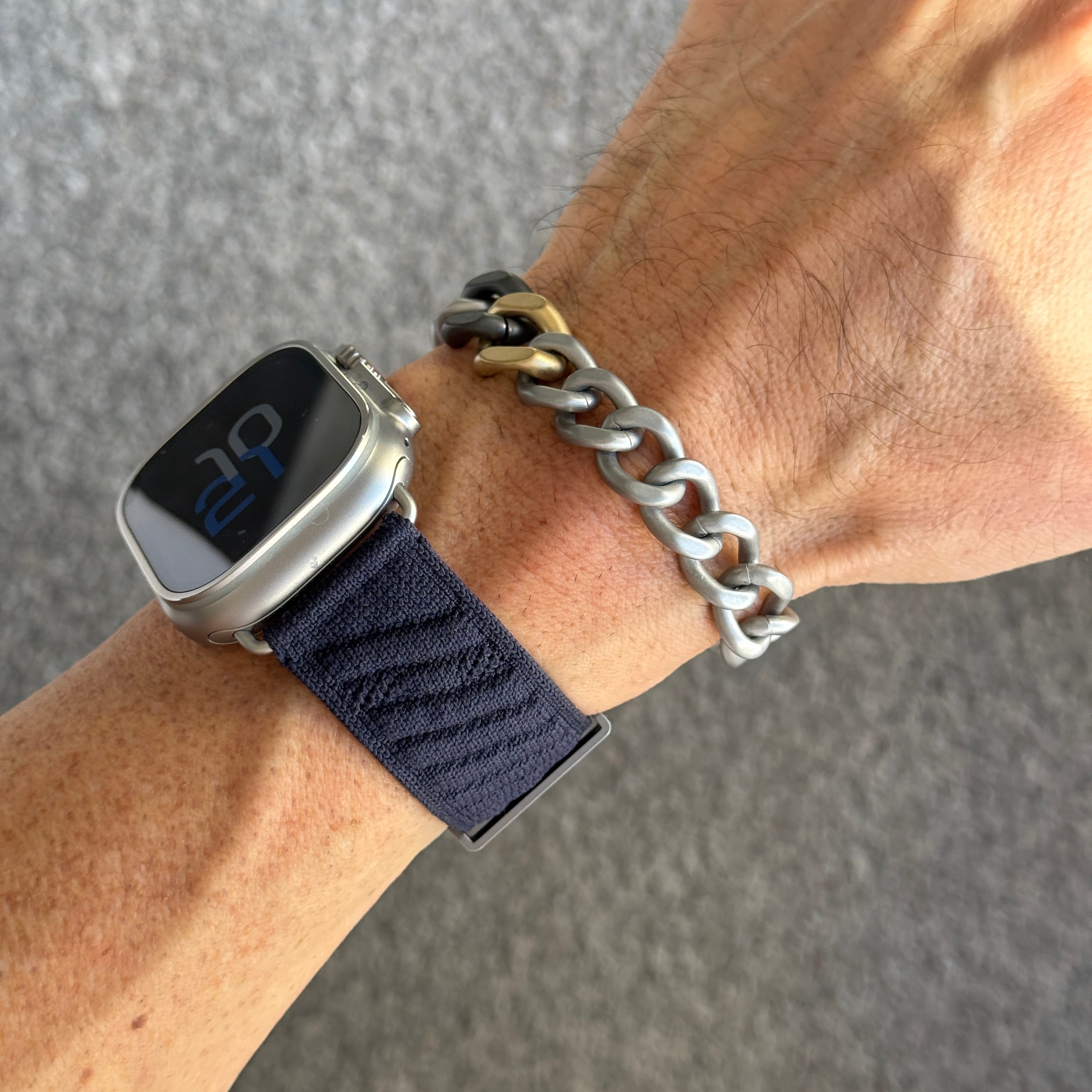 Tri-Tone Curb Bracelet — Matte Steel
