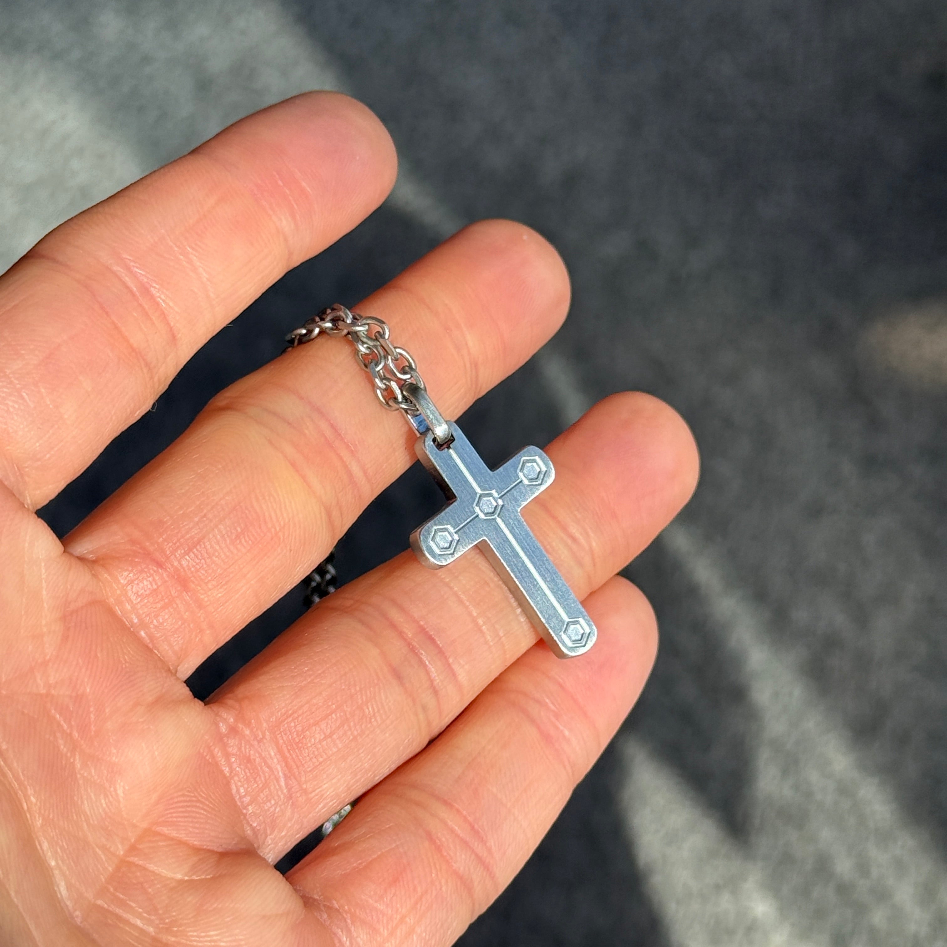Hex Cross Pendant Necklace