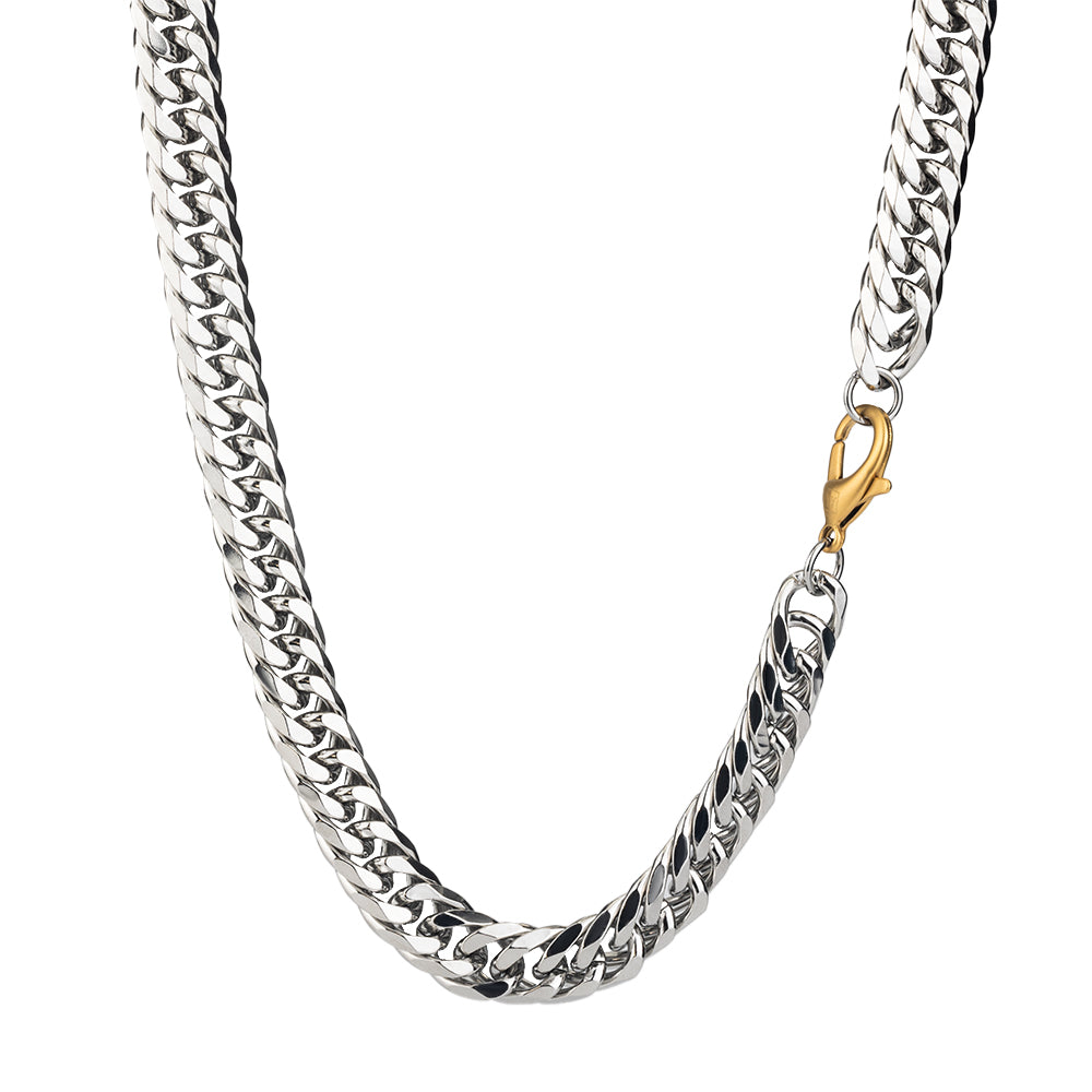 6 Cut Double Chain Necklace, 13.5mm