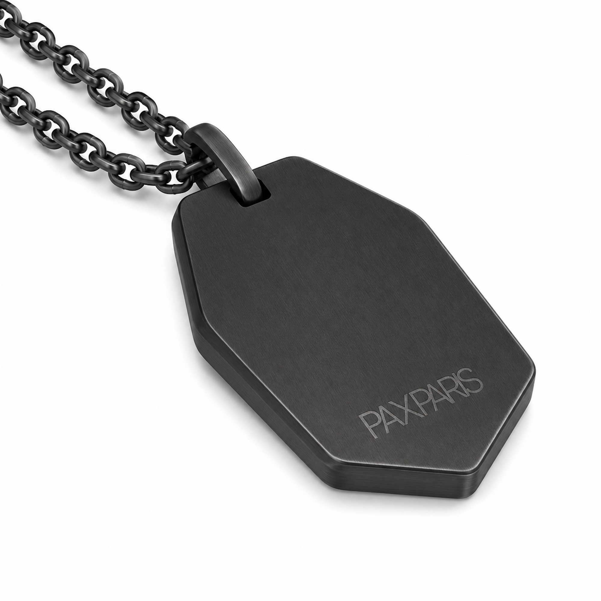 Black Steel Dog Tag Pendant
