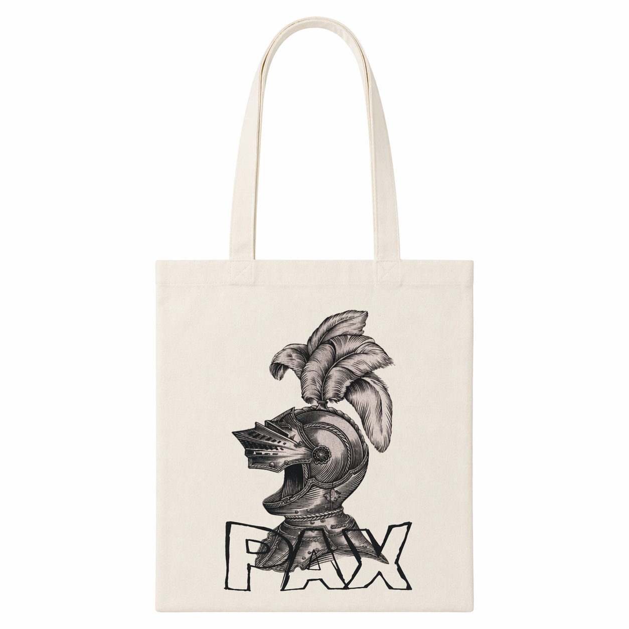 Knight Helmet Tote Bag — Natural Canvas