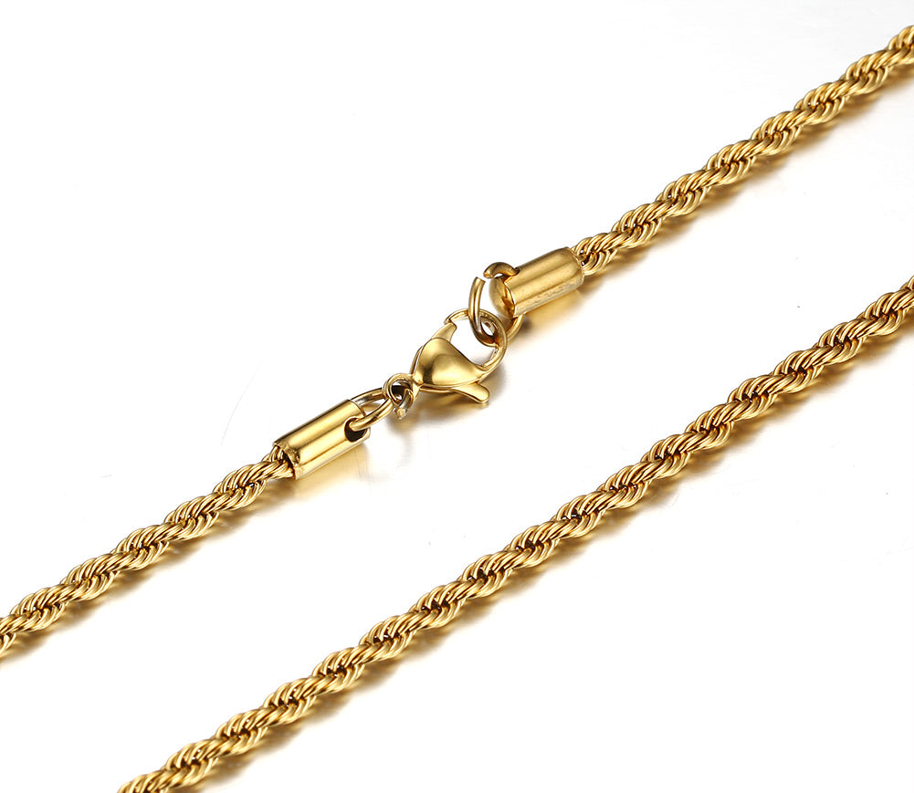 Twisted Rope Chain Necklace, Gold