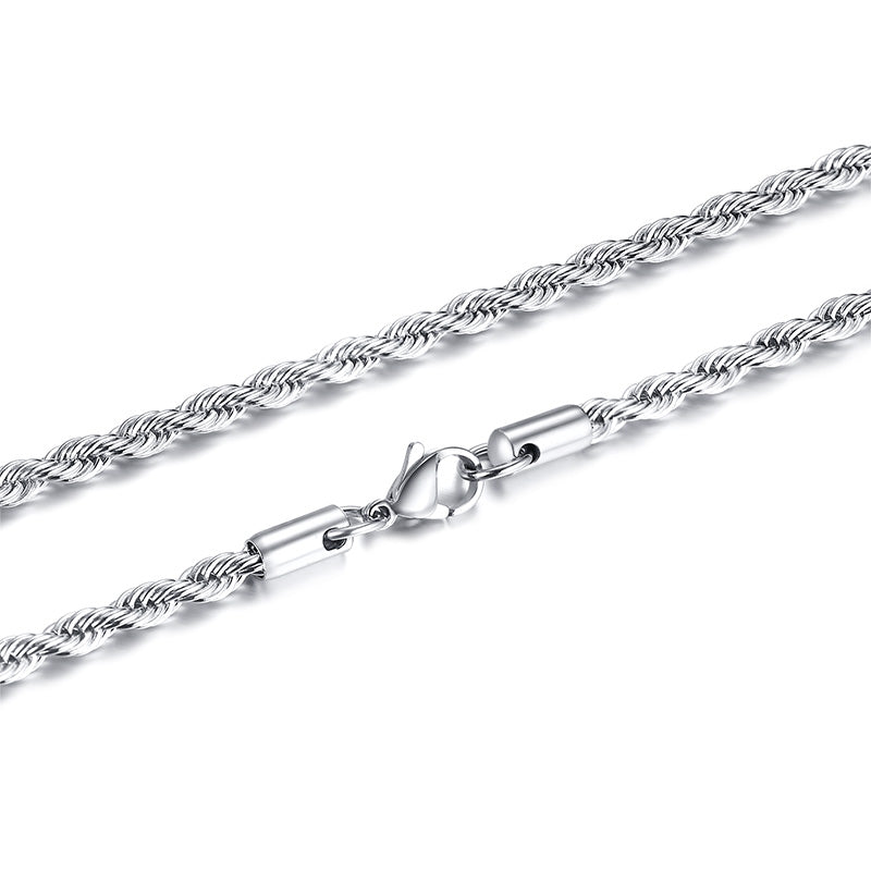 Rope Chain Necklace, Silver — 2mm / 4mm / 5mm