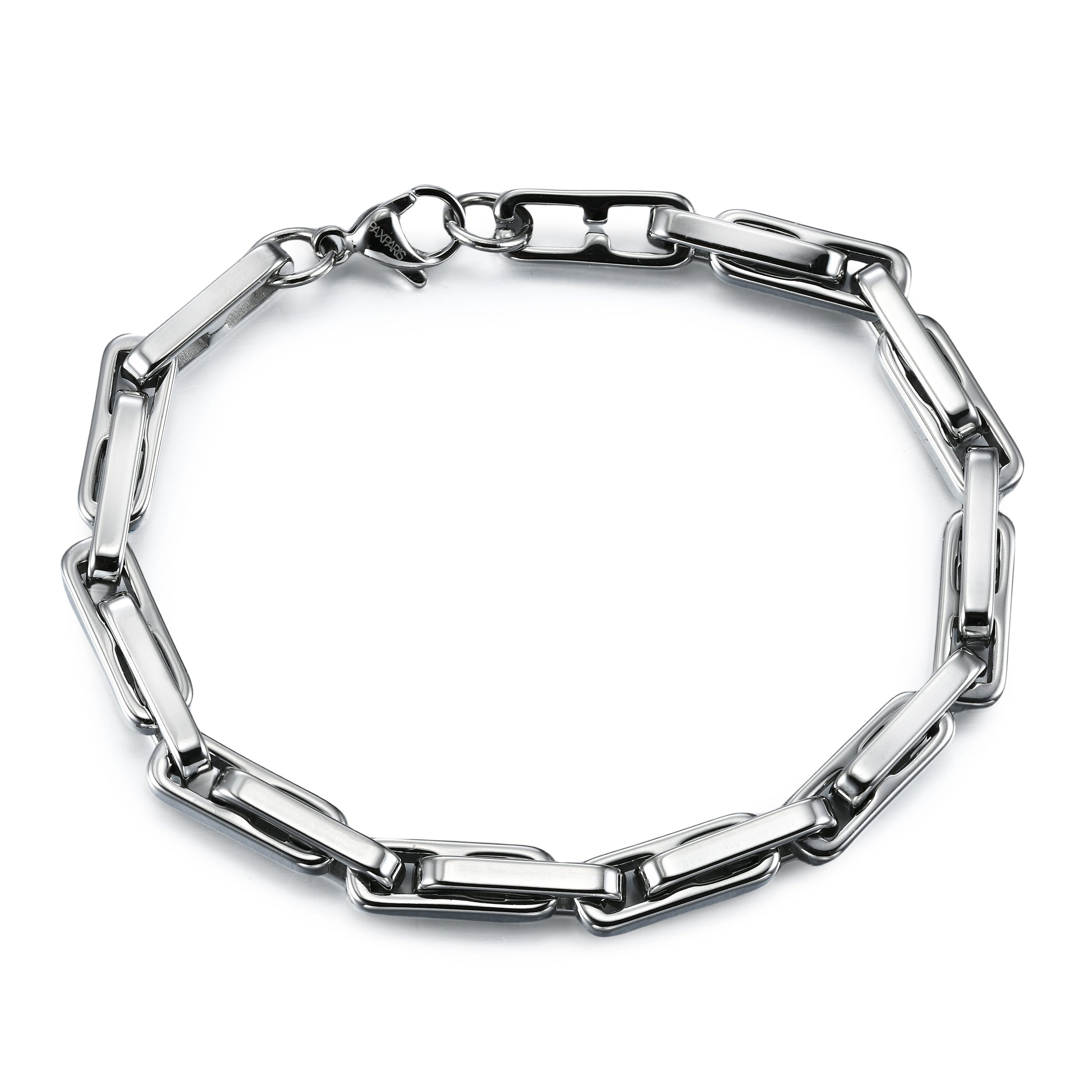 Rectangular Link Chain Bracelet, Chrome