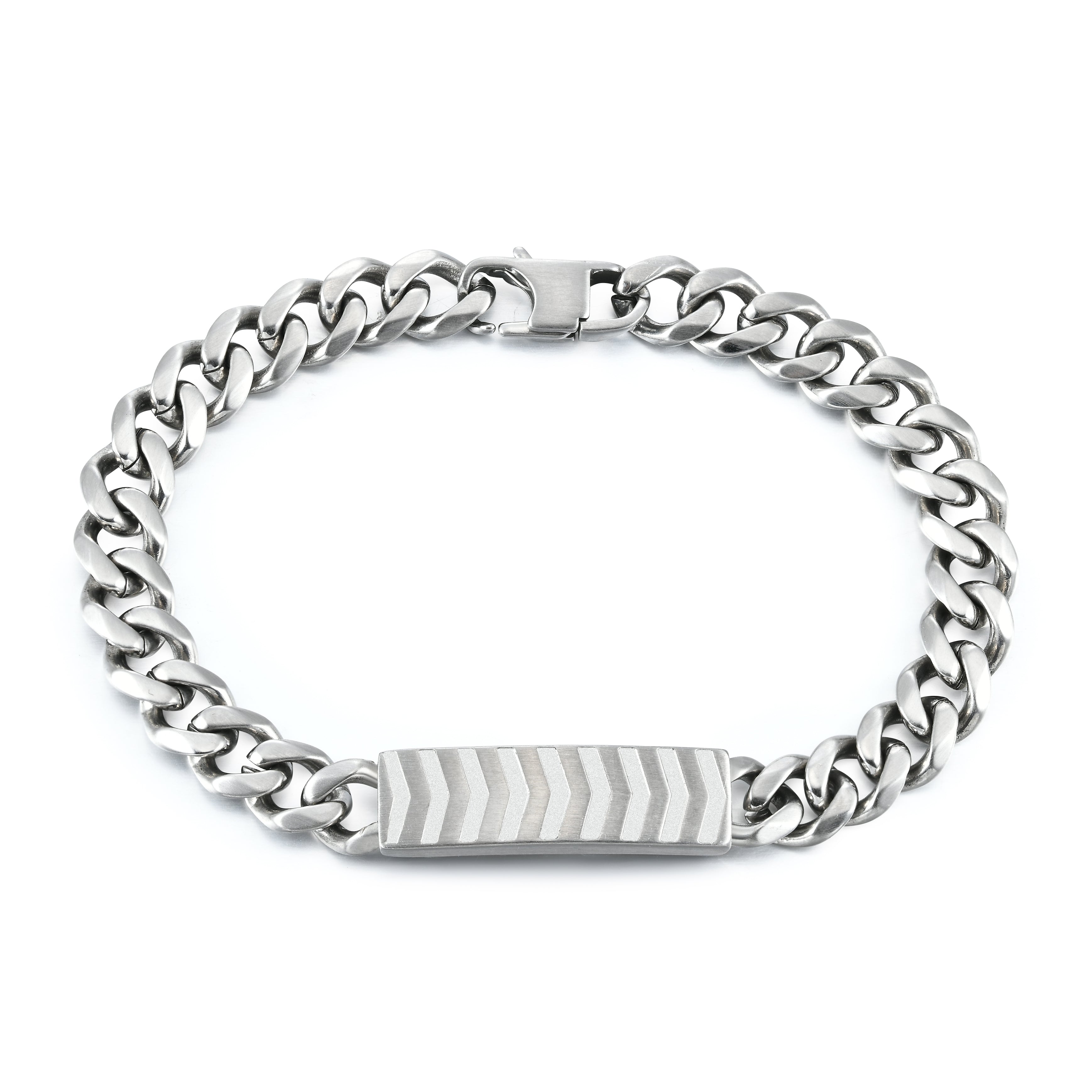Chain Link Bracelet with Chevron Tag, 5mm