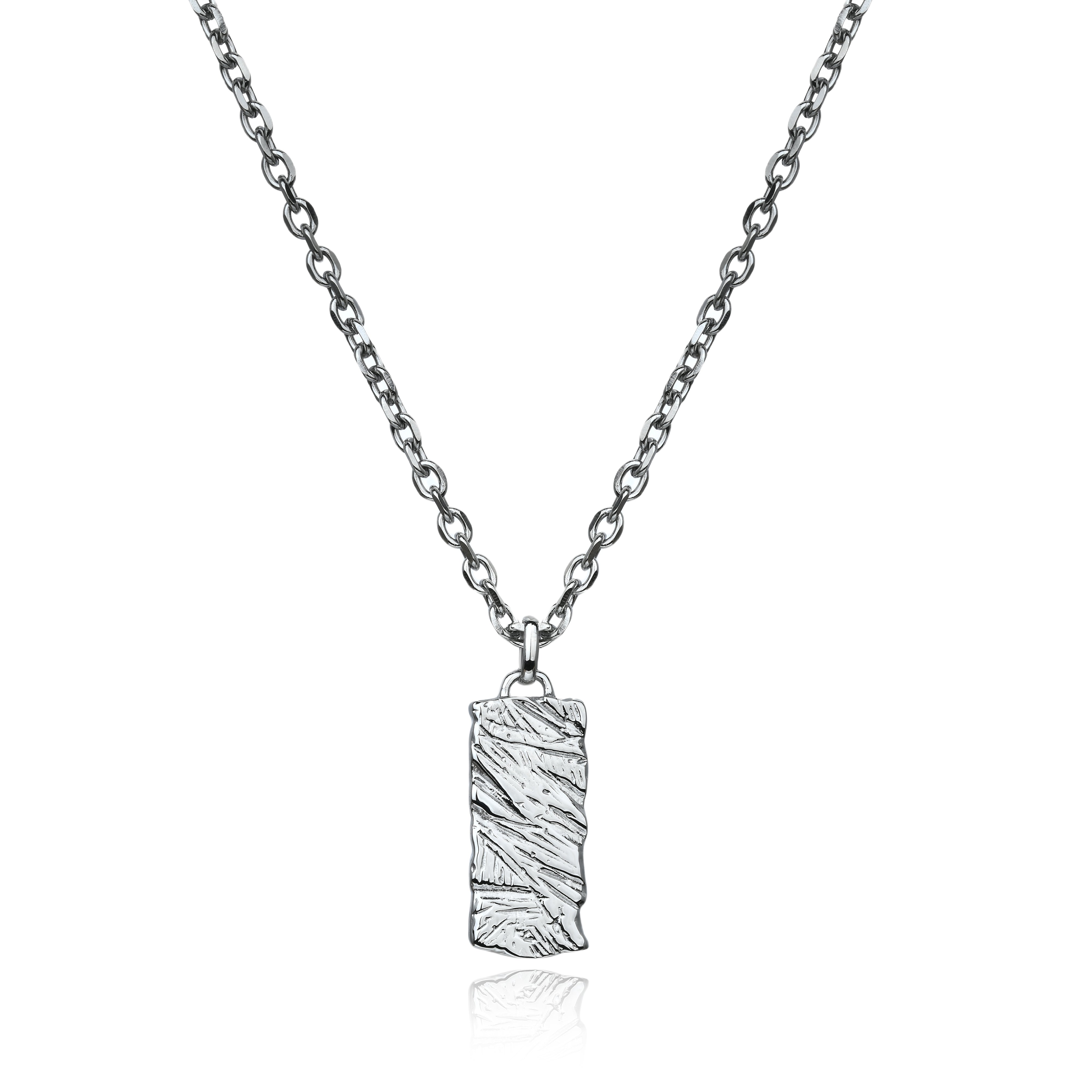 Textured Tag Pendant — Silver