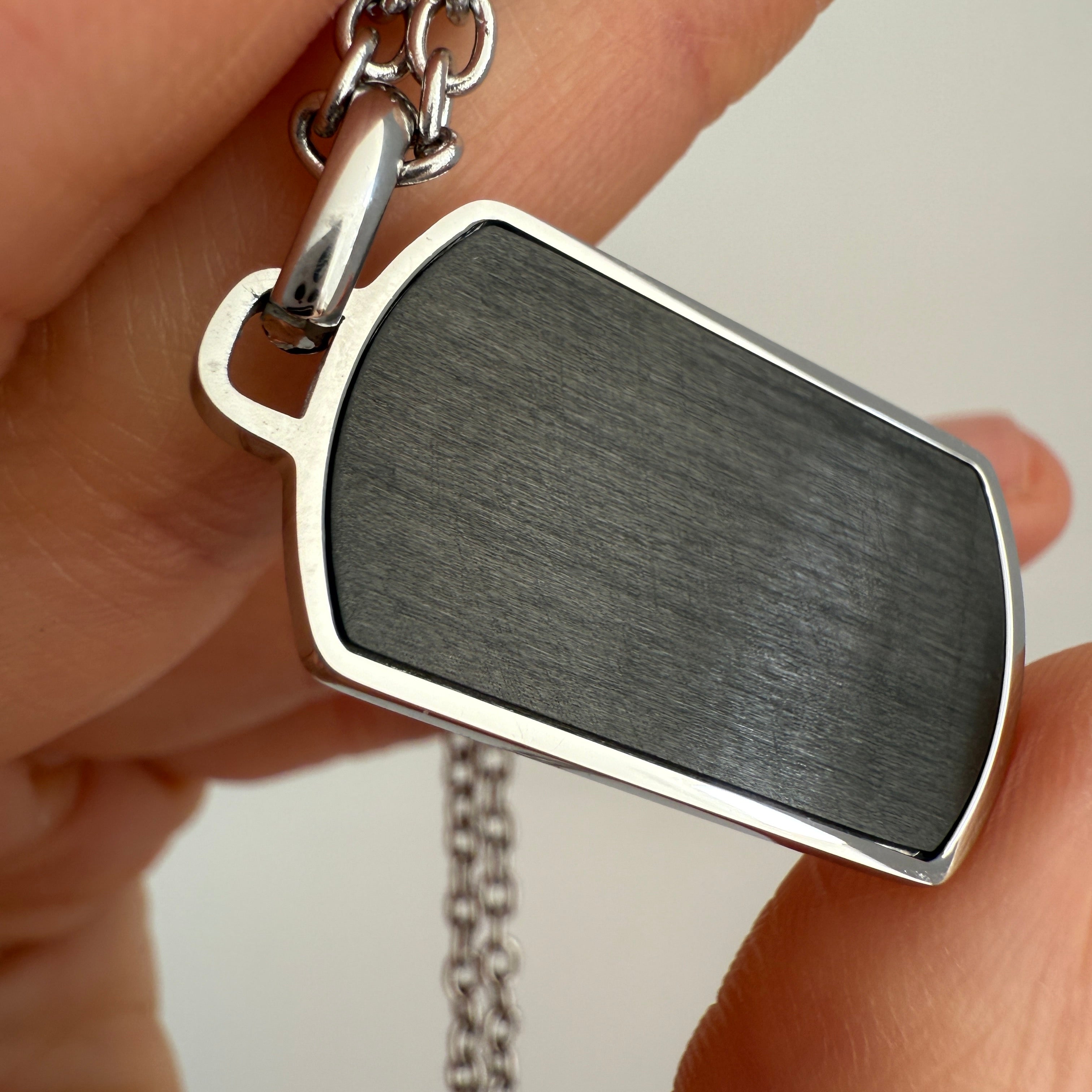 Carbon Inlay Dog Tag Pendant