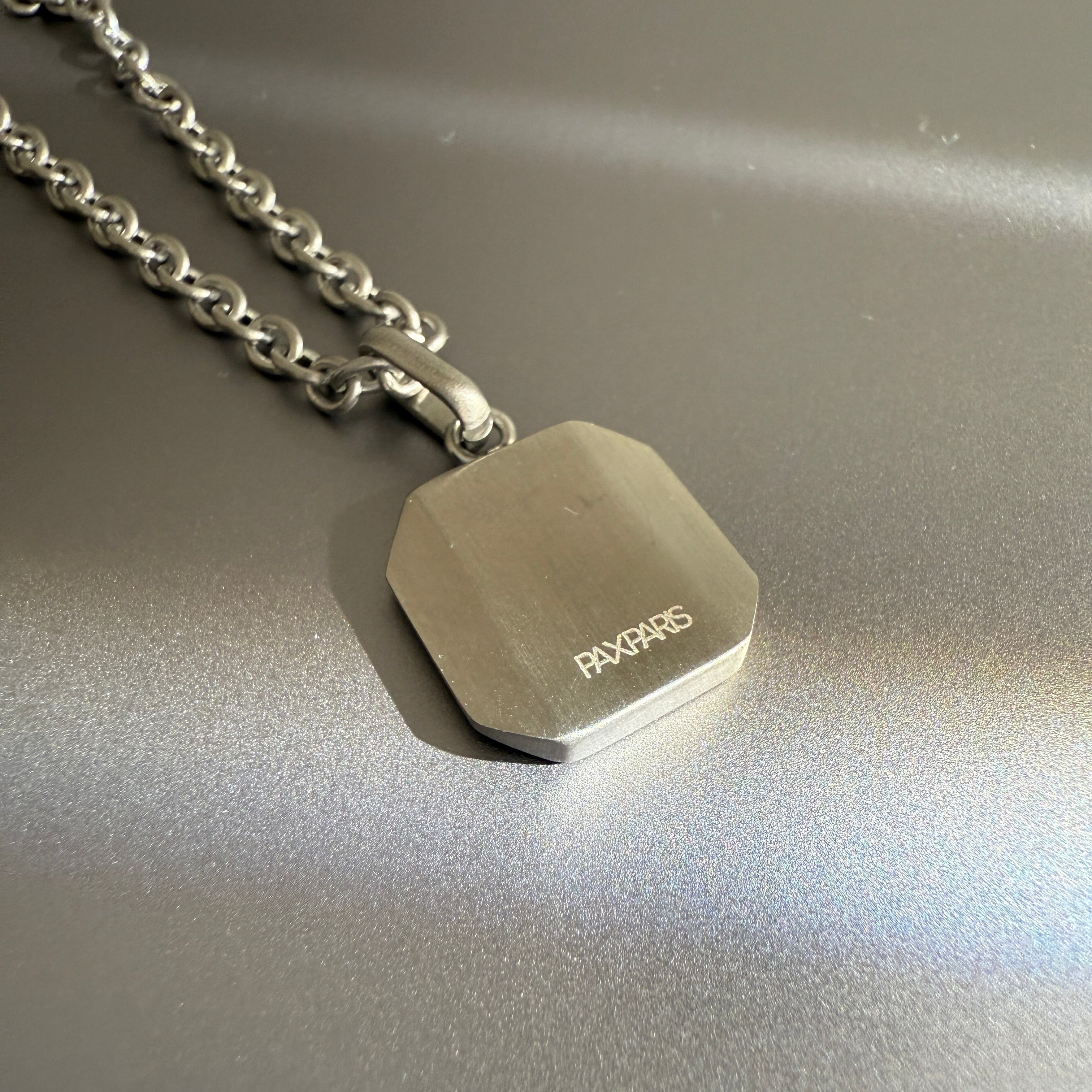 Geometric Inlay Pendant — Brushed Steel