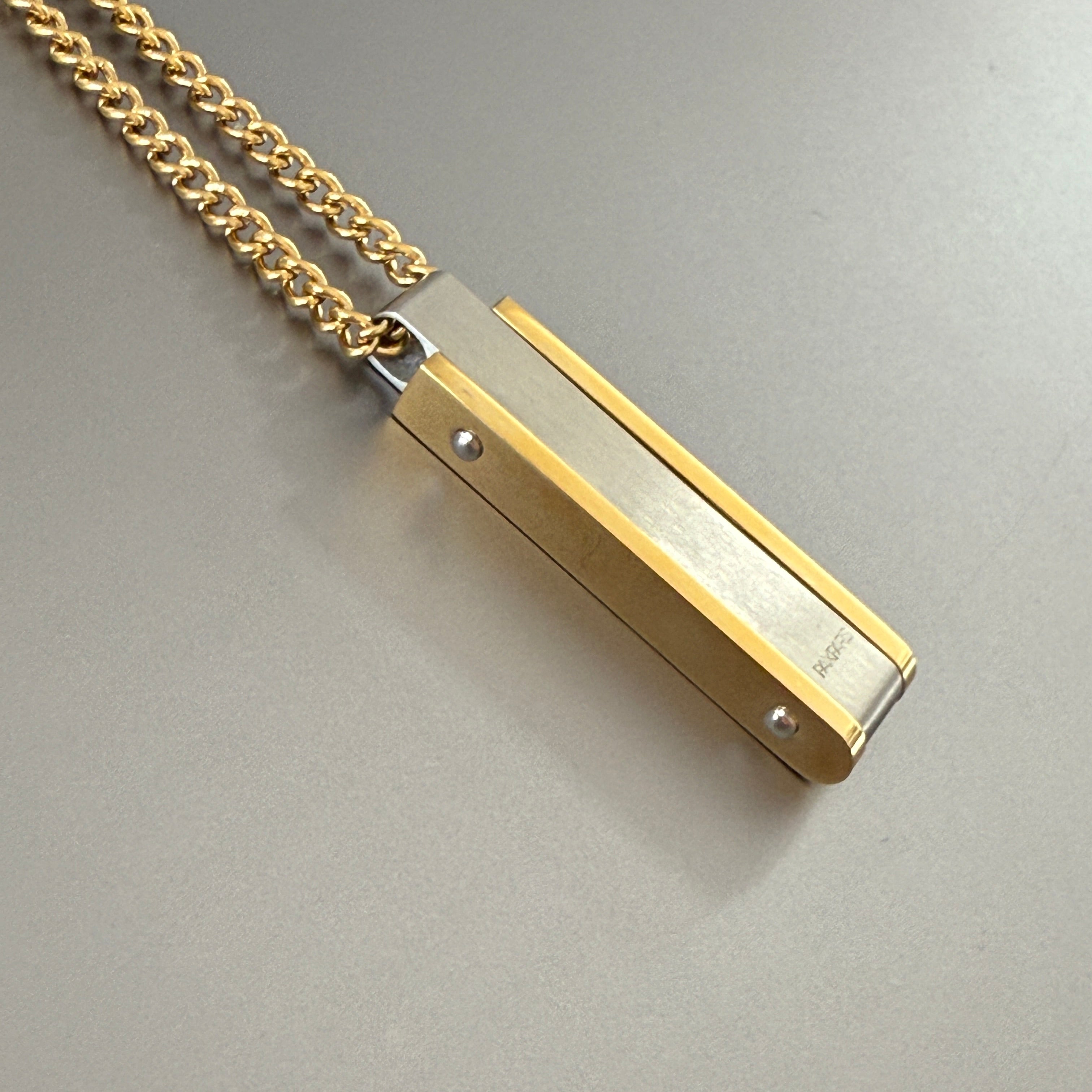 Inlay Bar Pendant — Silver / Gold