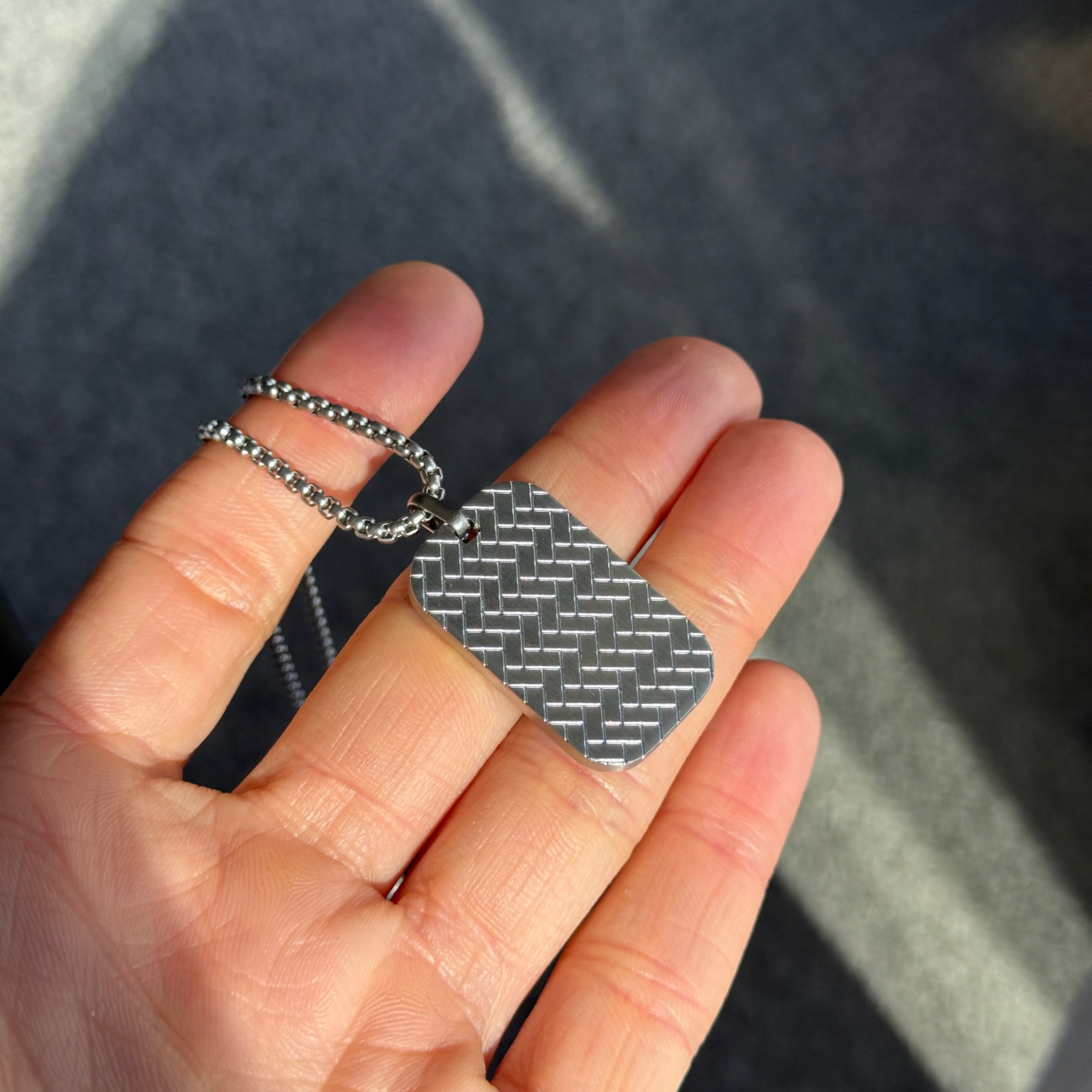 Woven Pattern Dog Tag Pendant
