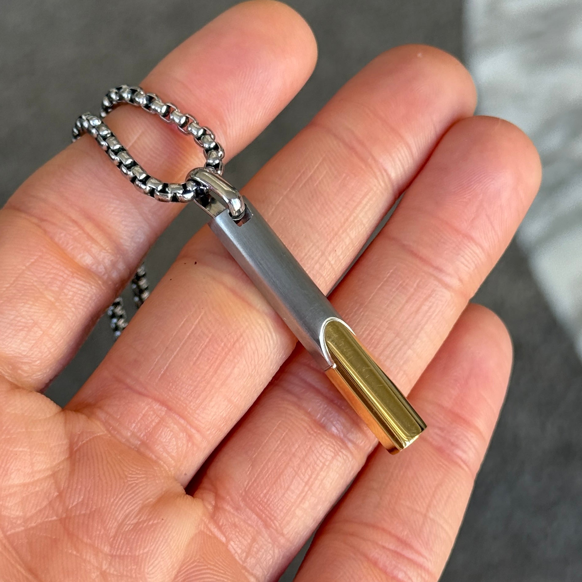 Gold Accent Bar Pendant Necklace