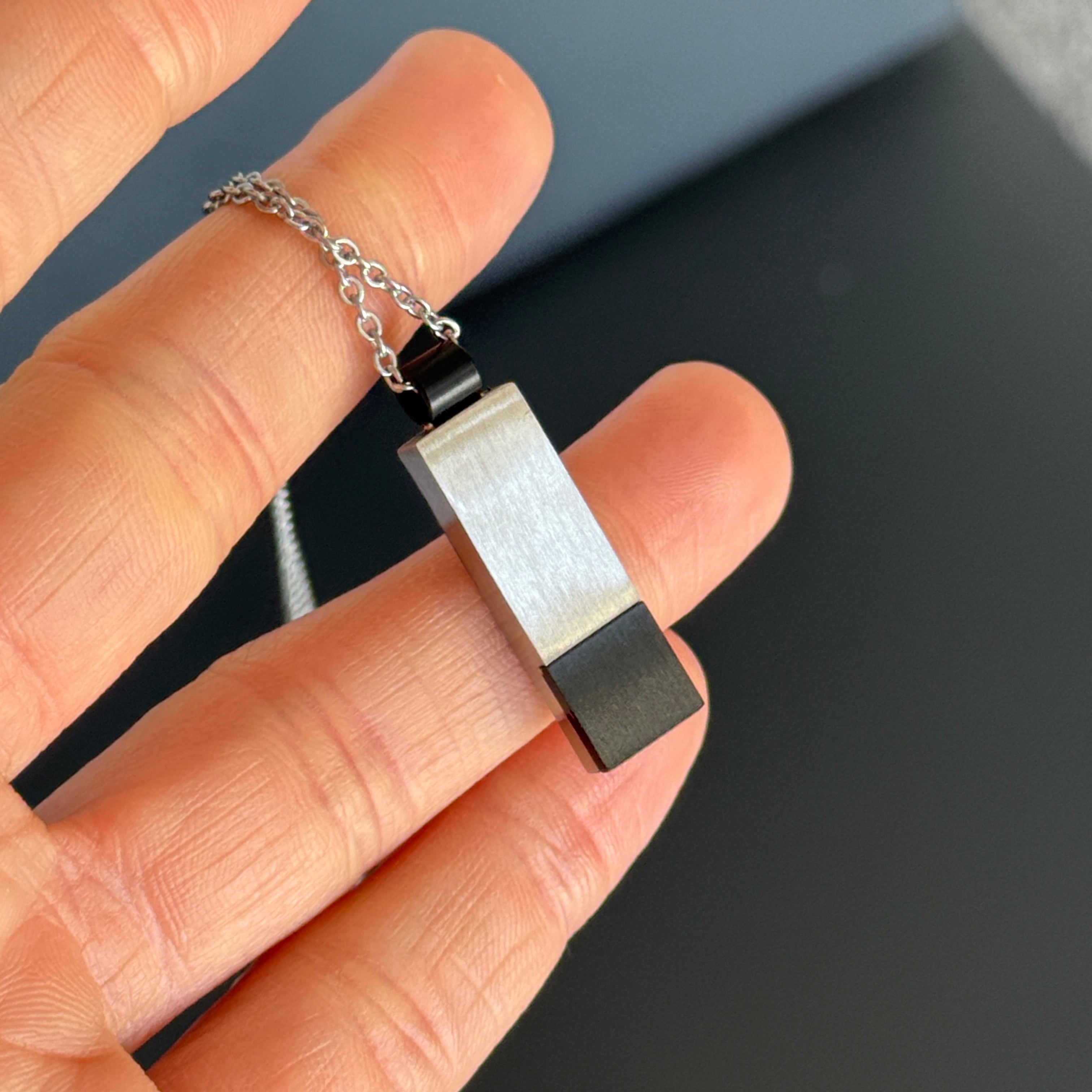 Dual Tone Bar Pendant Necklace