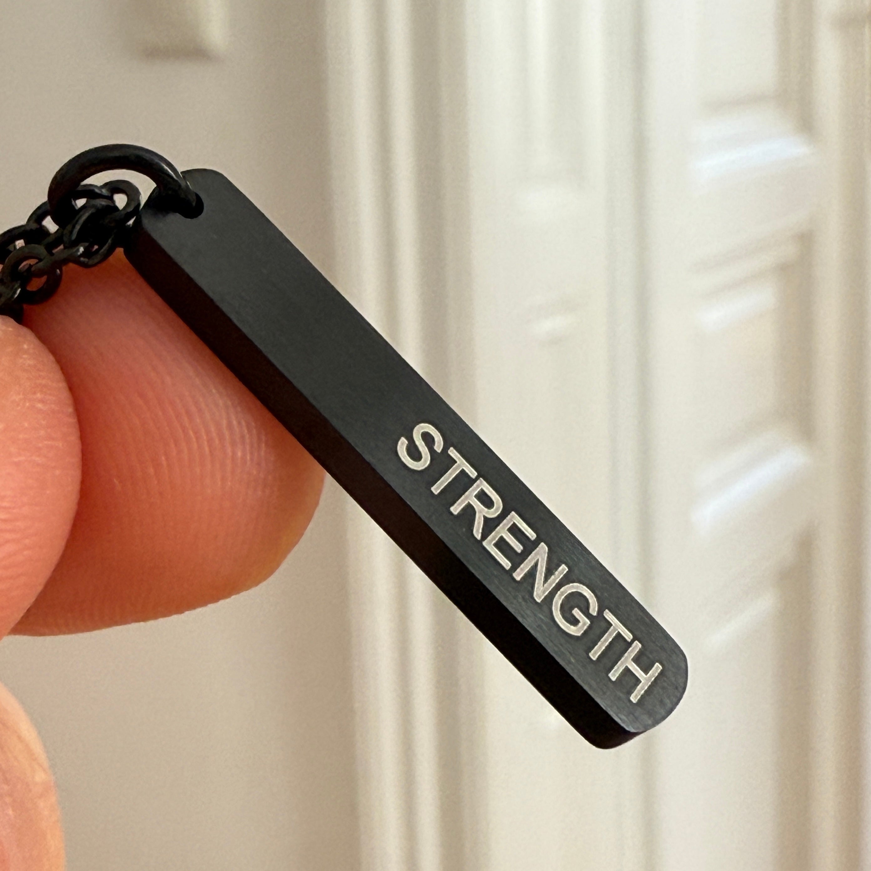 STRENGTH Oxidized Bar Pendant