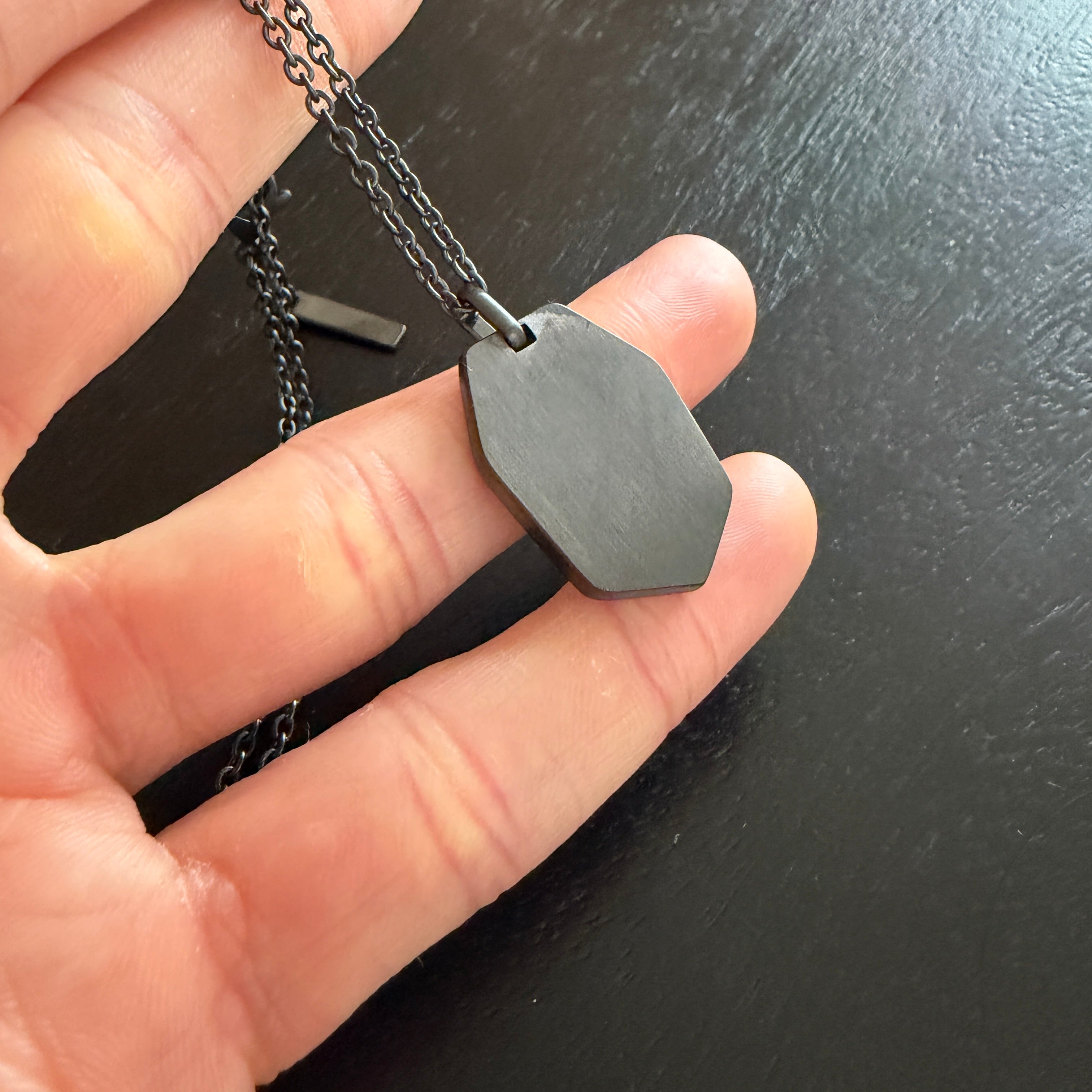 Black Steel Dog Tag Pendant