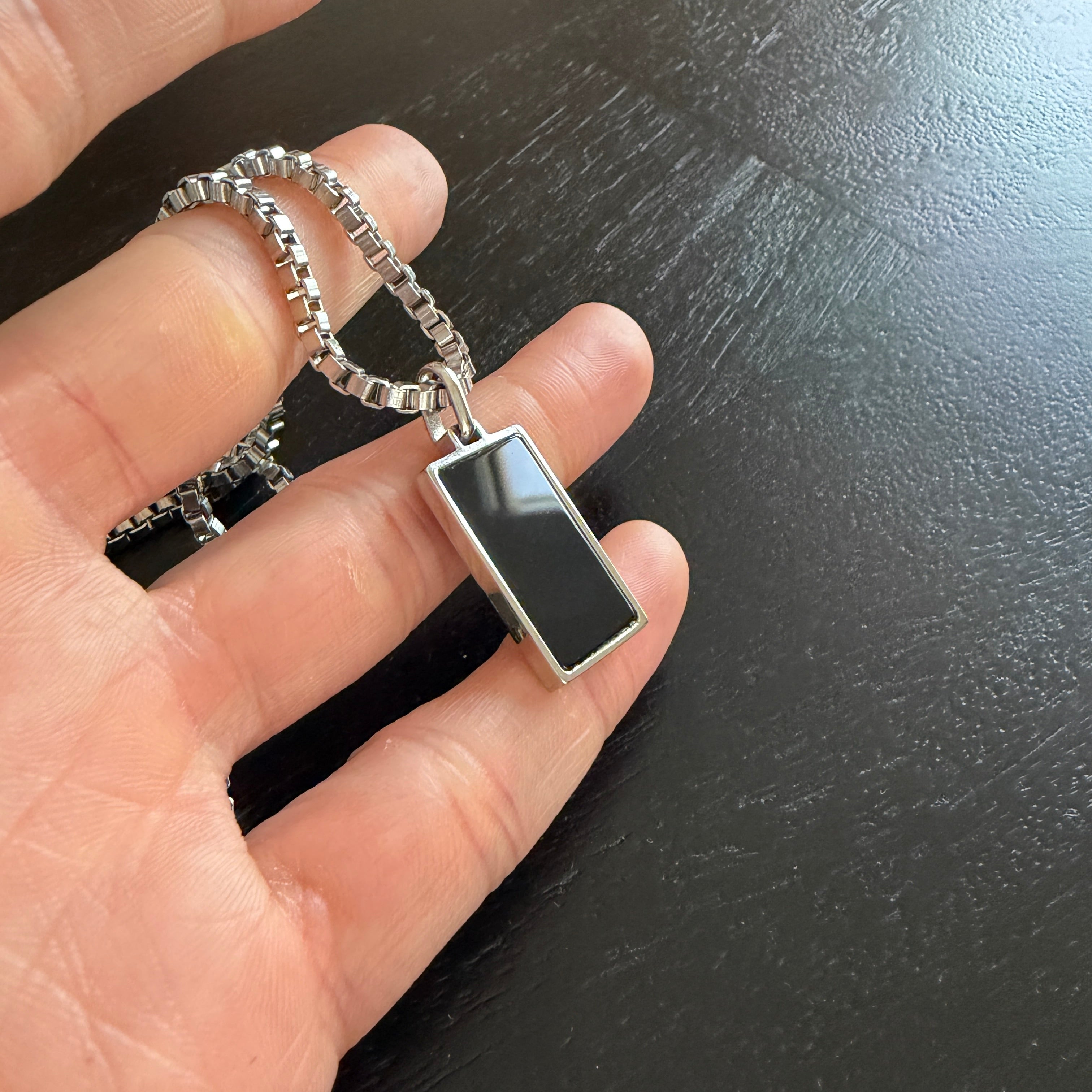 Black Inlay Pendant Necklace
