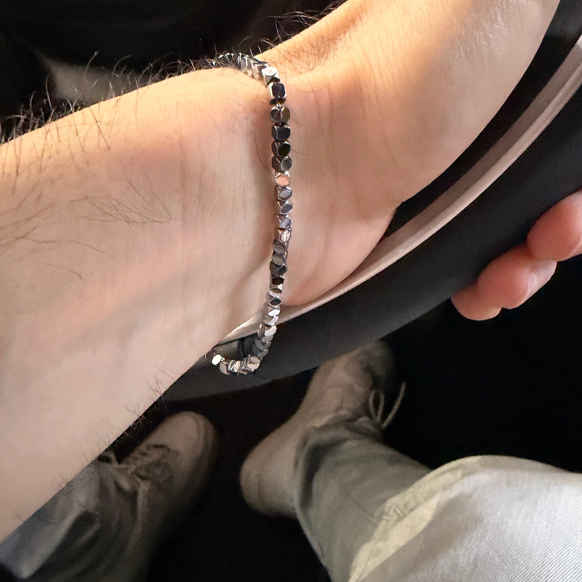Bead Bracelet Two Tone Metallic, 2mm