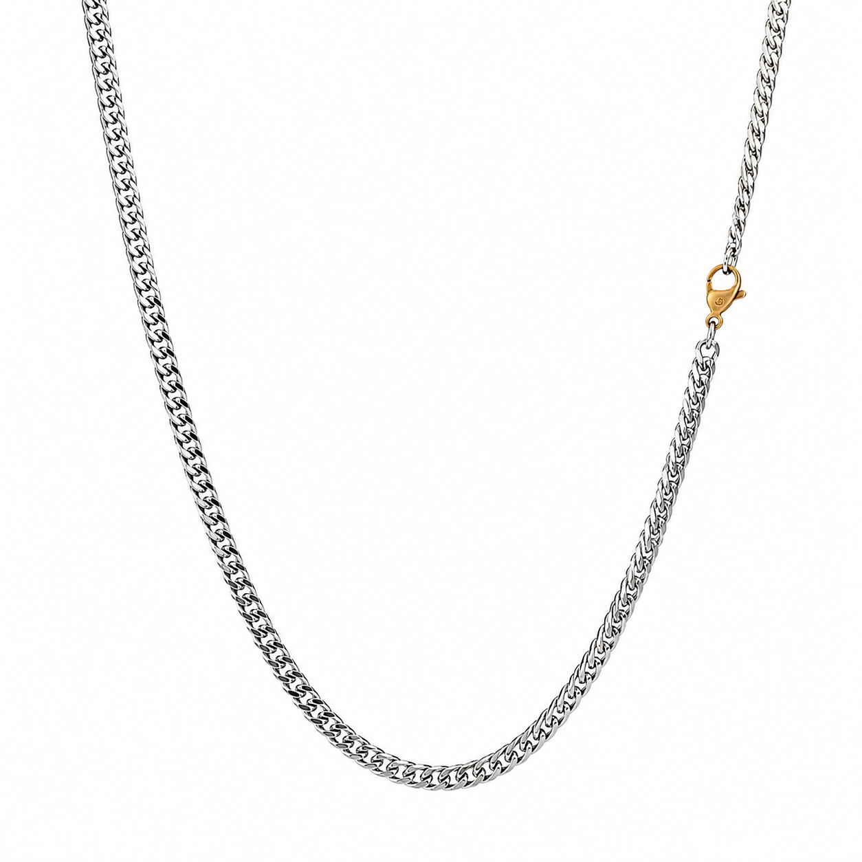 4 Cut Double Chain Necklace, 3.3mm