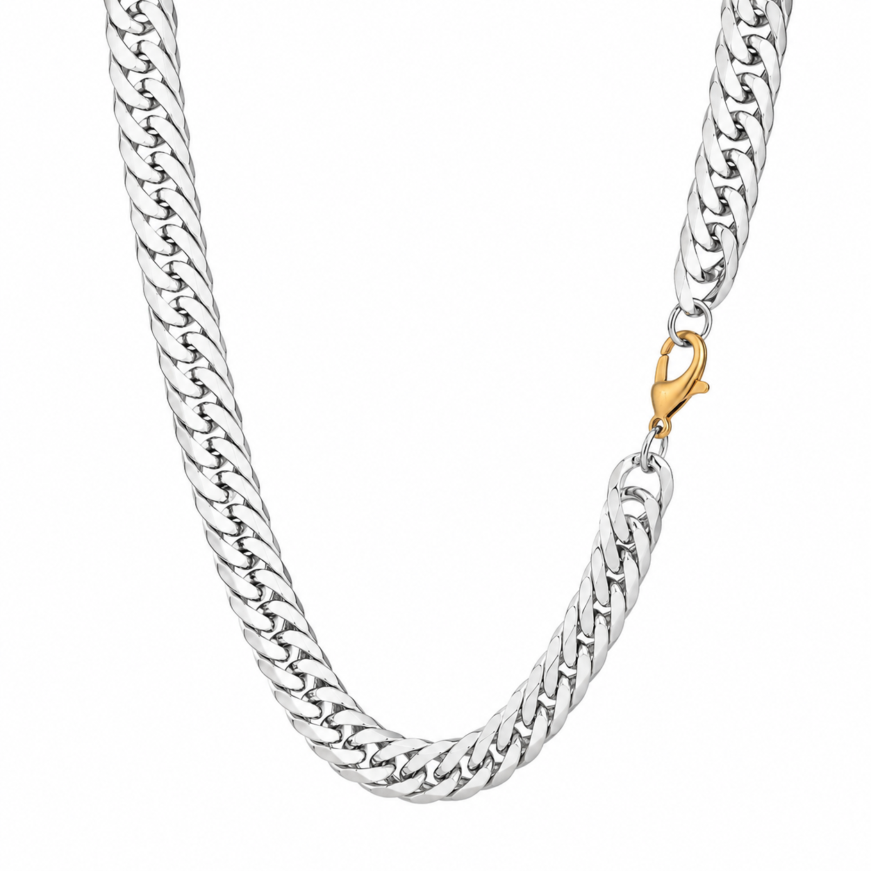 6 Cut Double Chain Necklace, 13.5mm