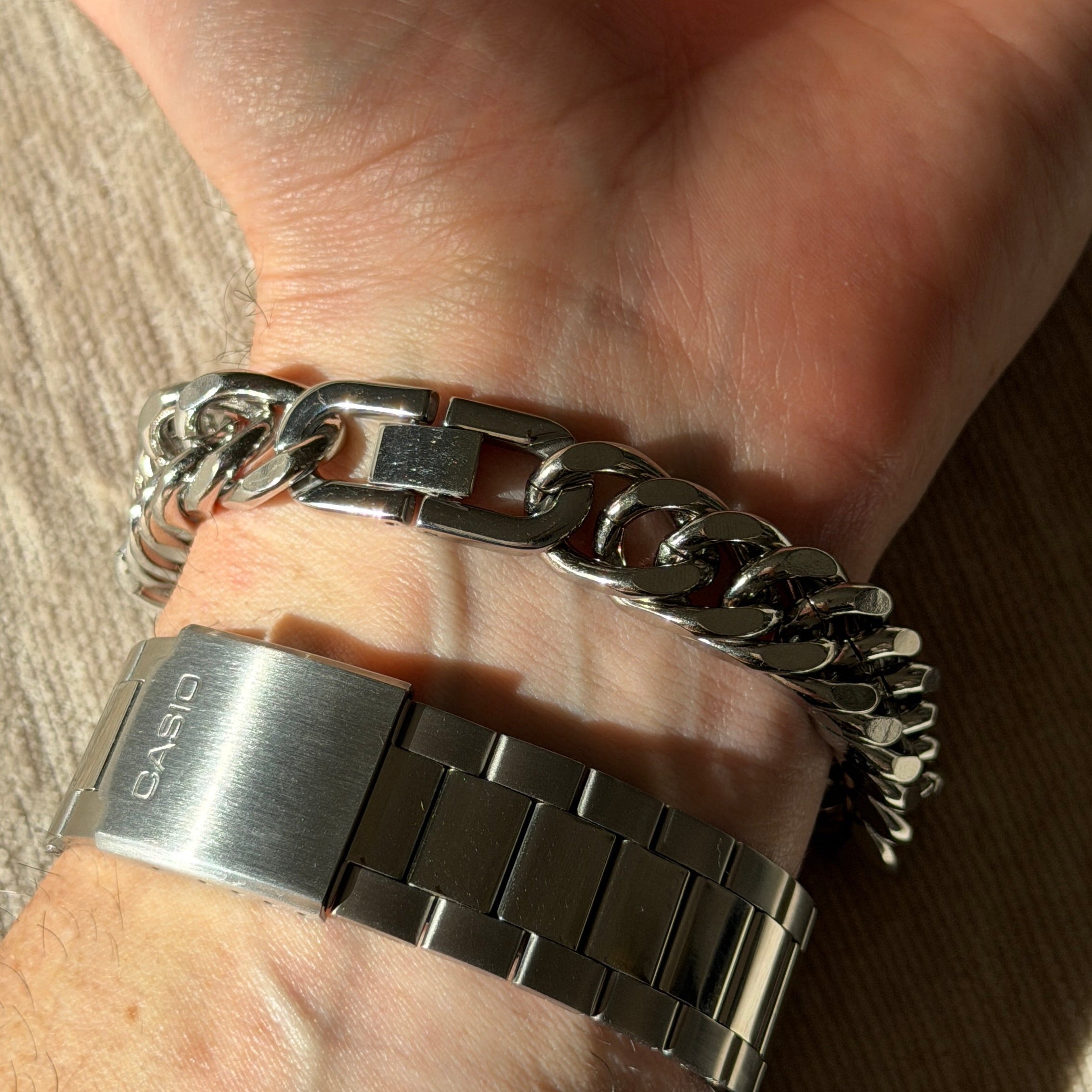 stainless steel bracelet 12mm silver