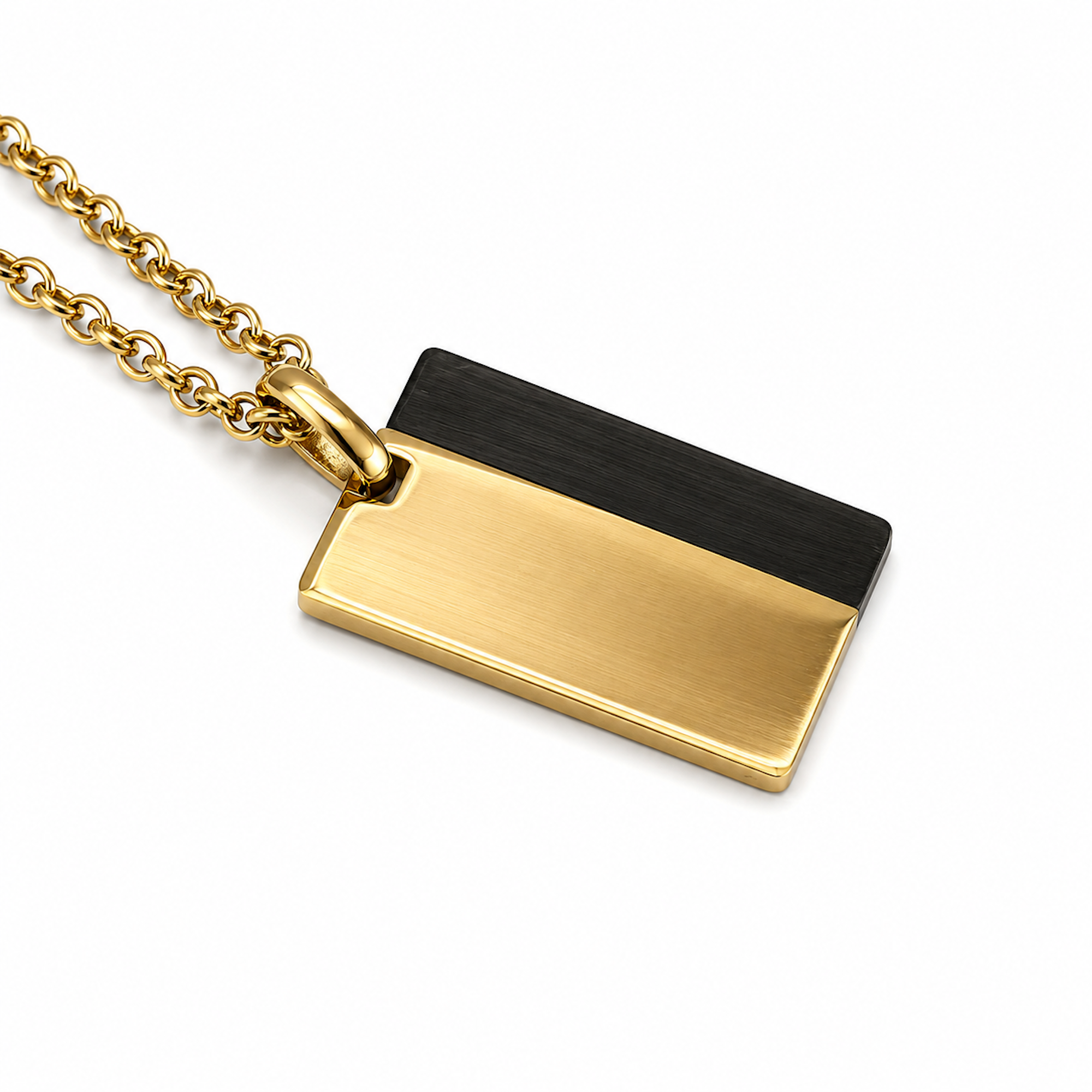 Gold &amp; Black Tag Pendant Necklace