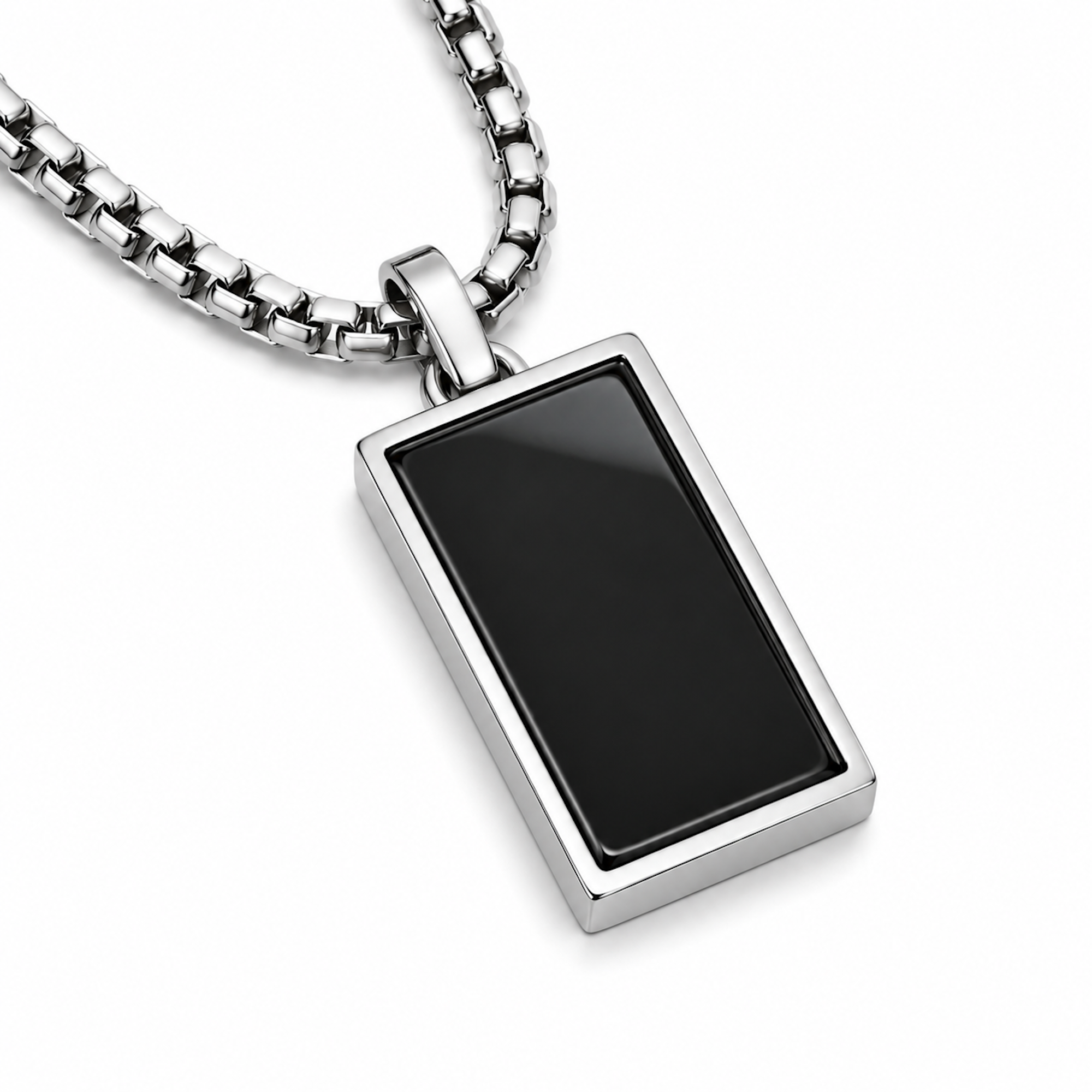 Black Inlay Pendant Necklace