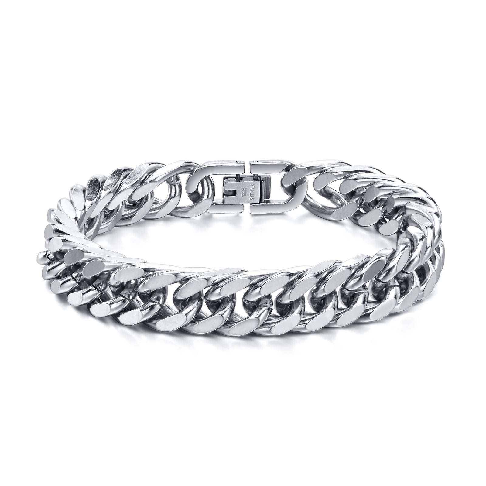 Bold Double Cuban Chain Link Bracelet, 12mm