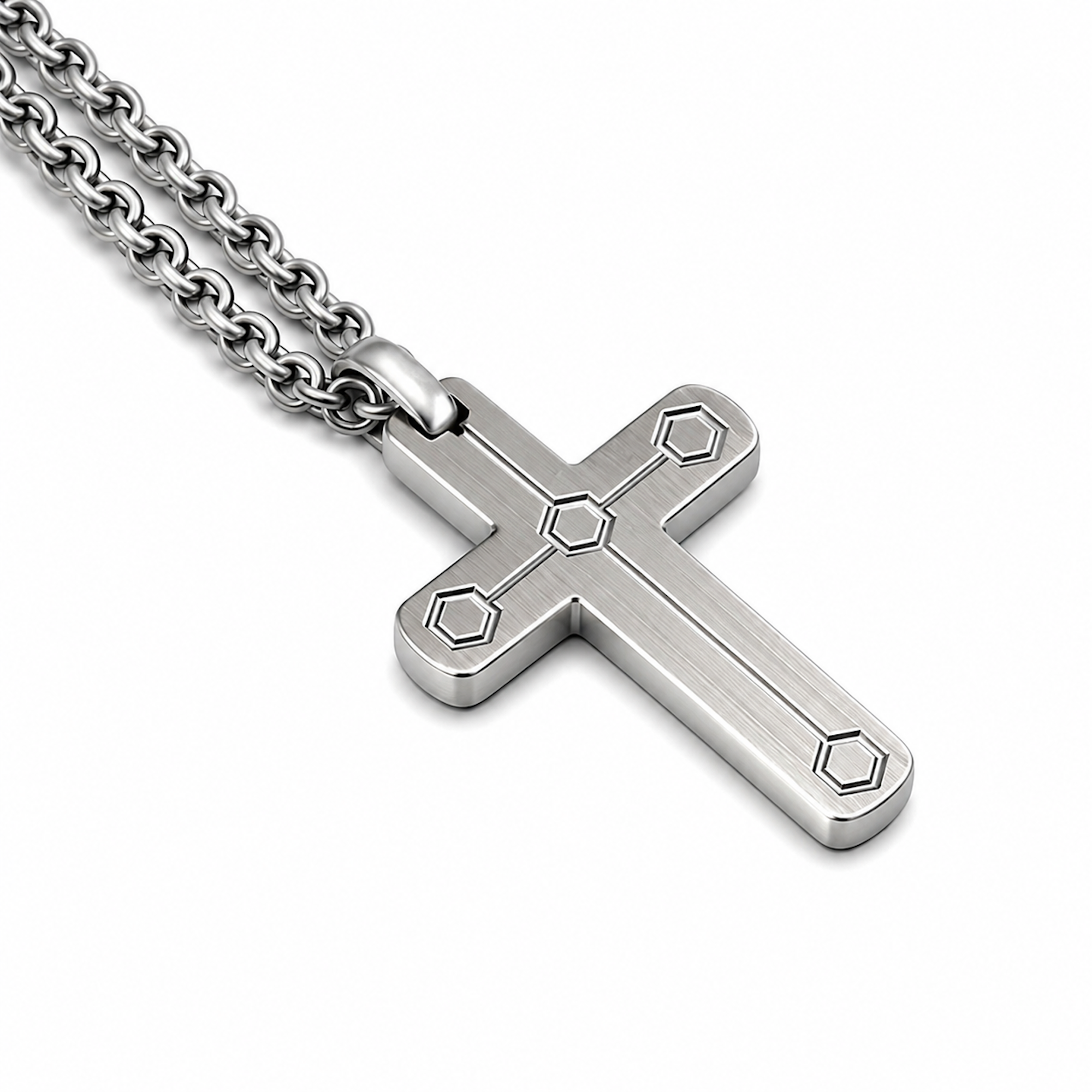 Hex Cross Pendant Necklace