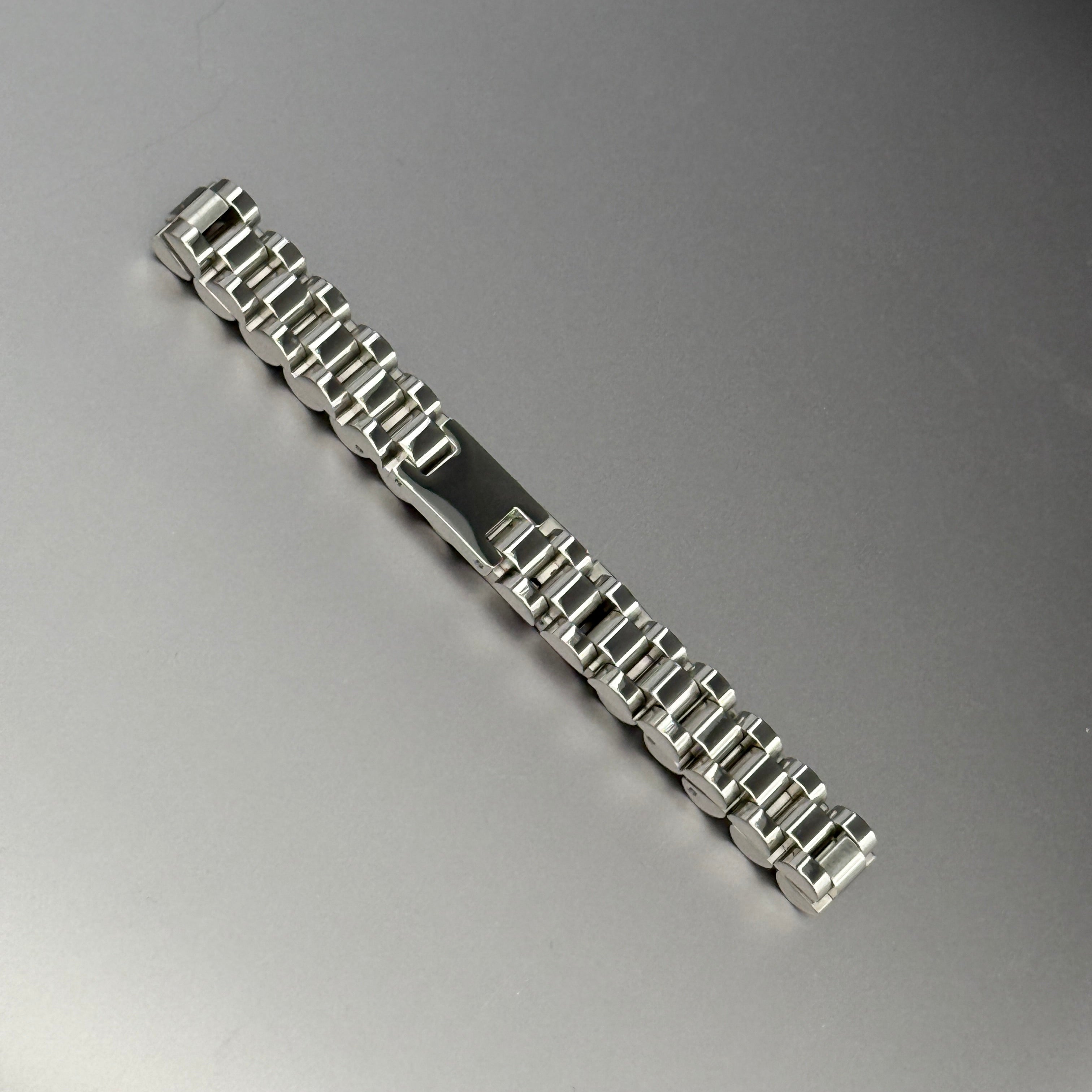 men's stainless steel watch link bracelet with engravable tag