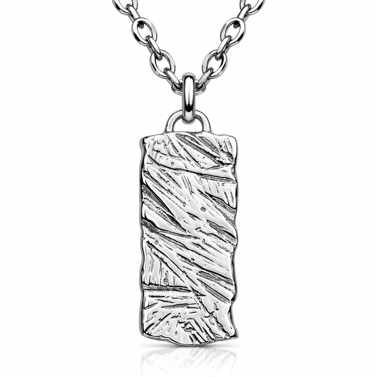 Textured Tag Pendant — Silver
