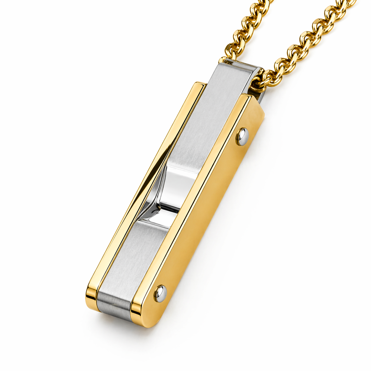 Inlay Bar Pendant — Silver / Gold