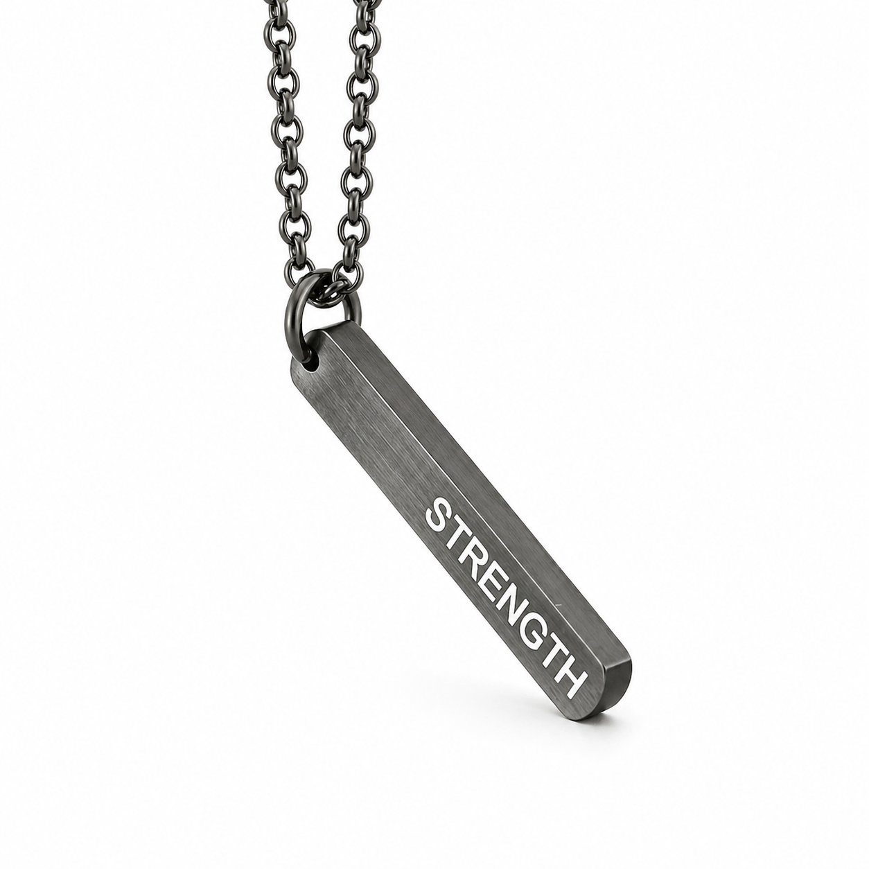 STRENGTH Oxidized Bar Pendant