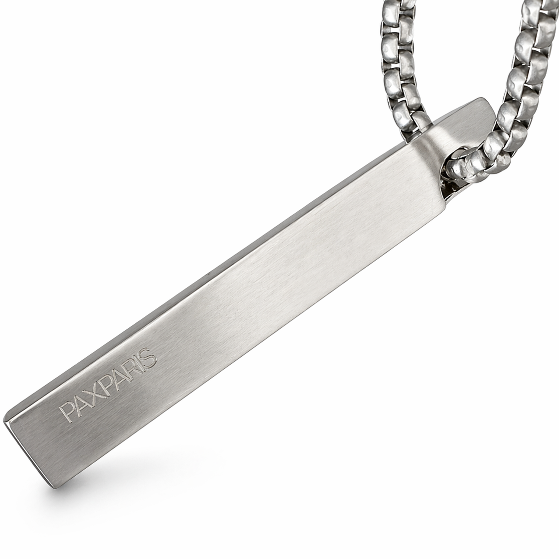 Minimal Bar Pendant Necklace — Brushed Steel