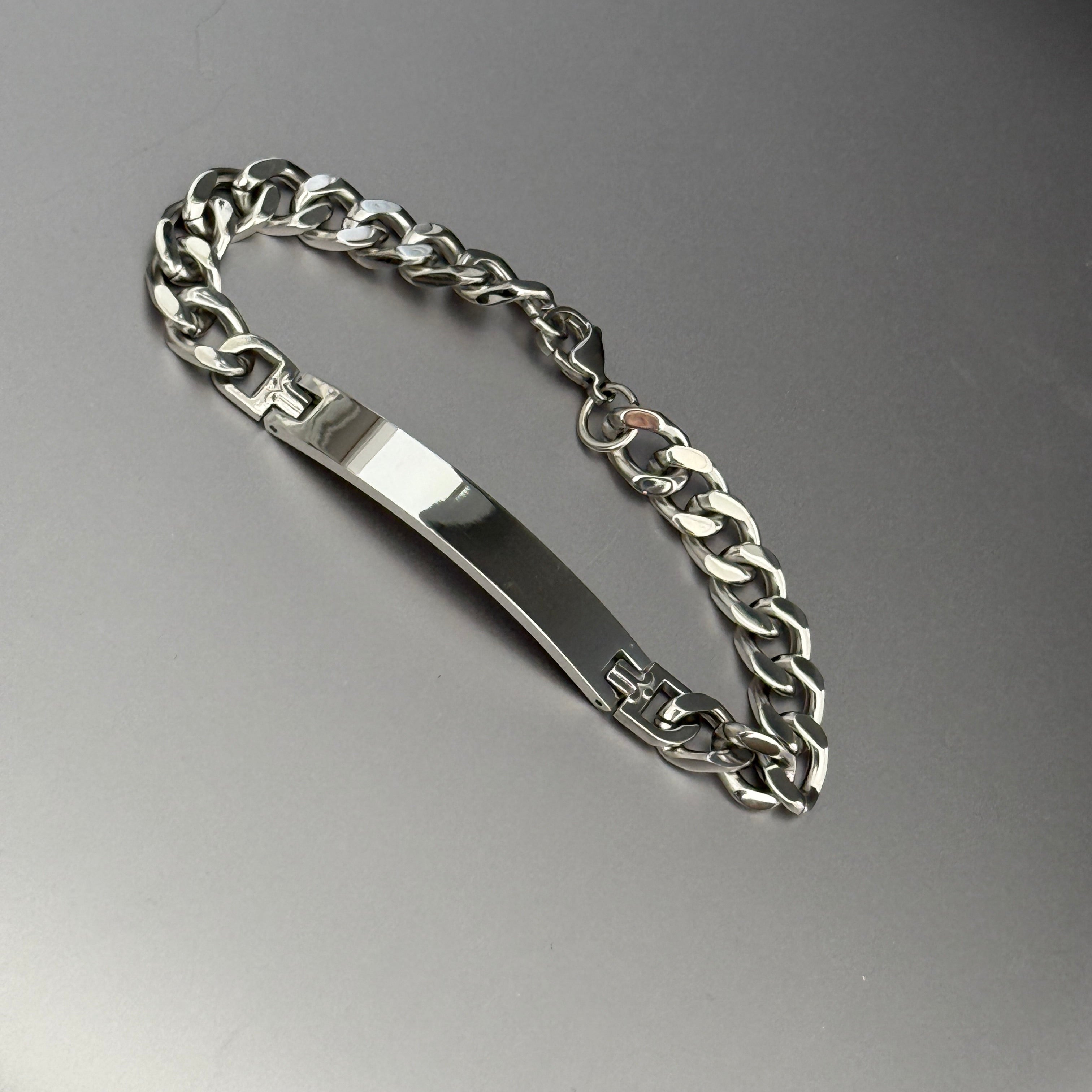 stainless steel name tag bracelet for men