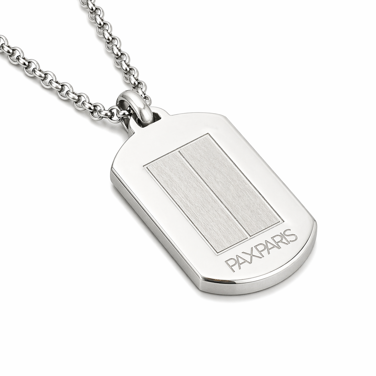 Minimal Dog Tag Pendant — Brushed Steel