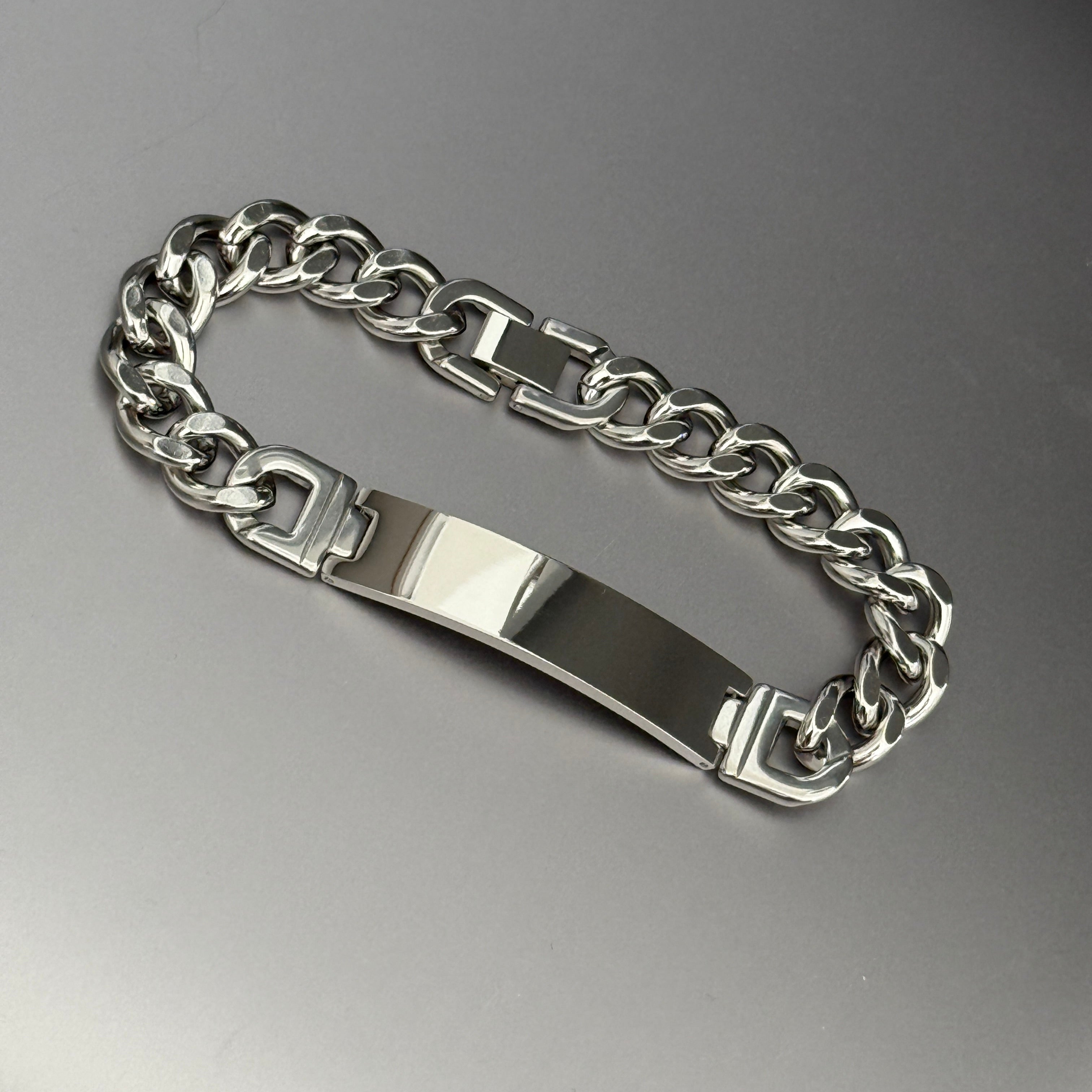 men's stainless steel name tag bracelet