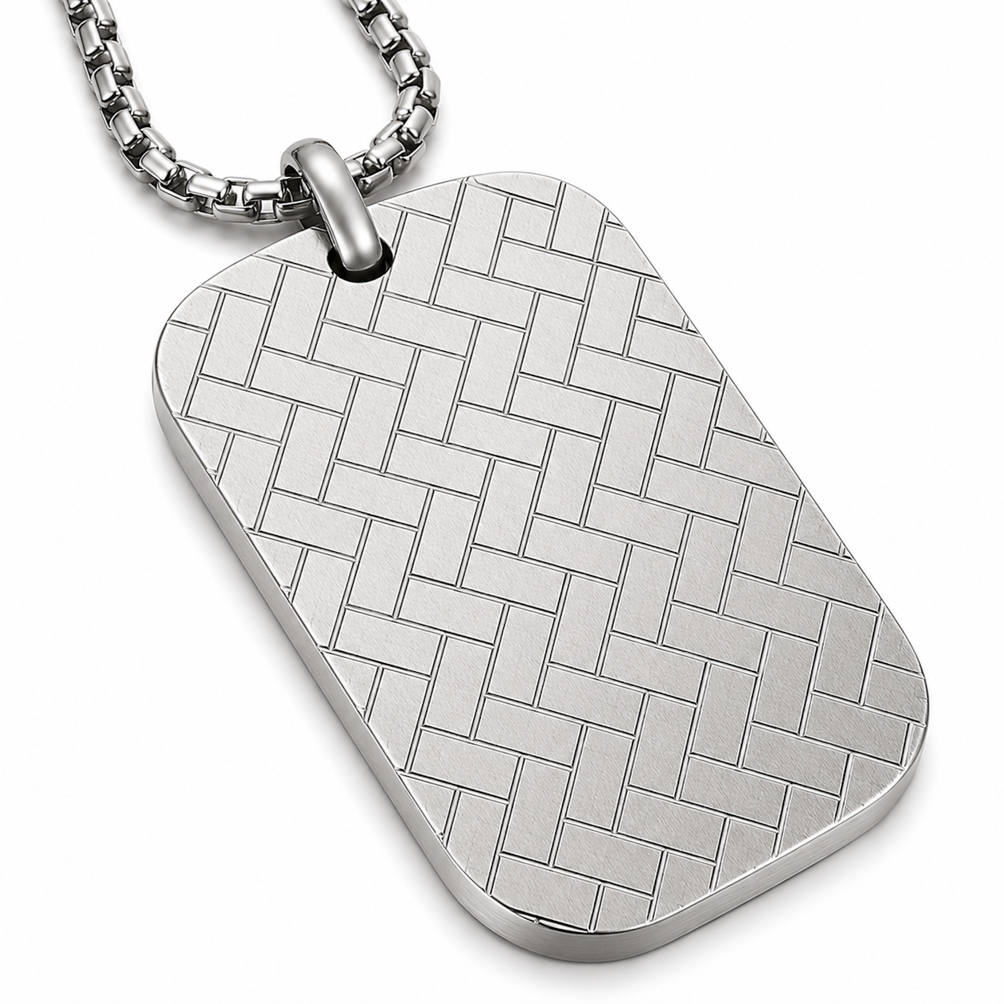 Woven Pattern Dog Tag Pendant